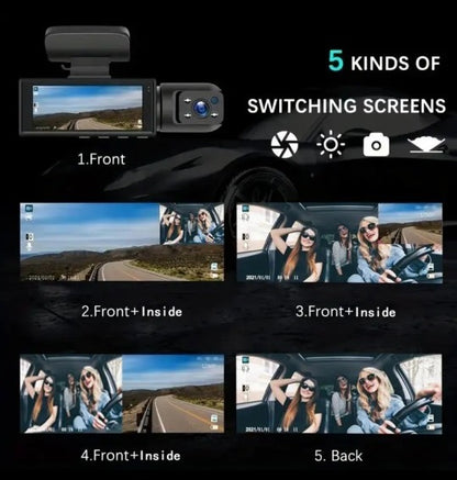 1080P Dual - Front and Interior 2 Channel Plug-N-Play Memory Card Included Dashcam