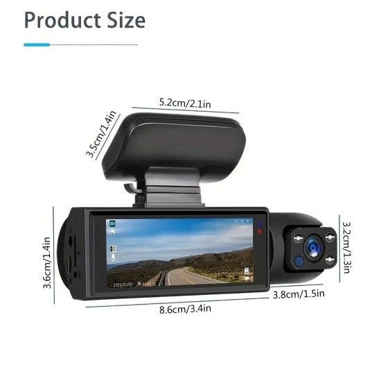 1080P Dual - Front and Interior 2 Channel Plug-N-Play Memory Card Included Dashcam