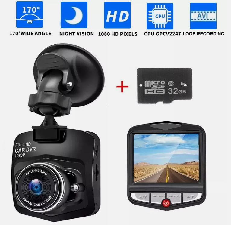 2.4'' HD 1080P Front View 1 Channel Cigar Jack Powered Dashcam